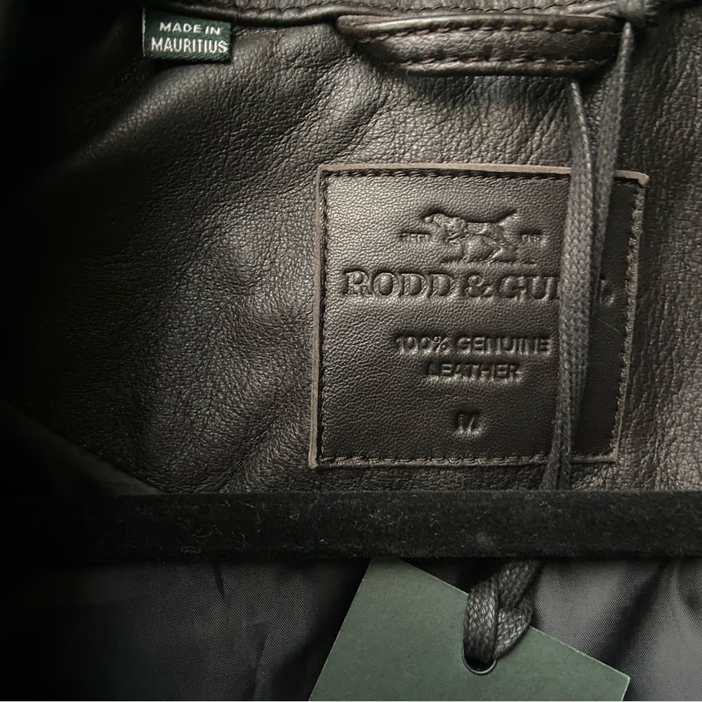 RODD & GUNN Cromwell Leather Jacket Chocolate Brown Size M - Picture 4 of 5